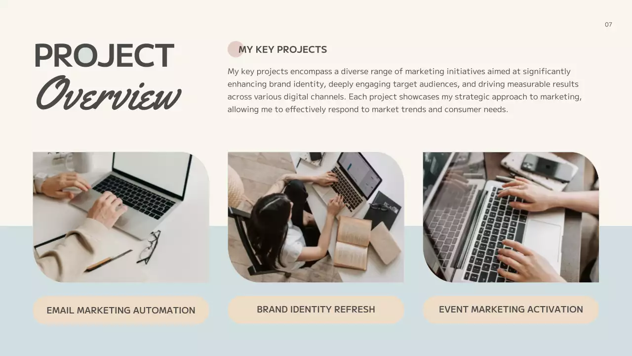 Apresentação de currículo de portfólio moderno bege