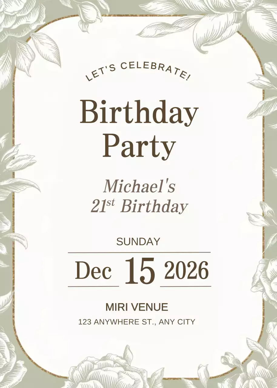 Thiệp mời sinh nhật Sage Elegant