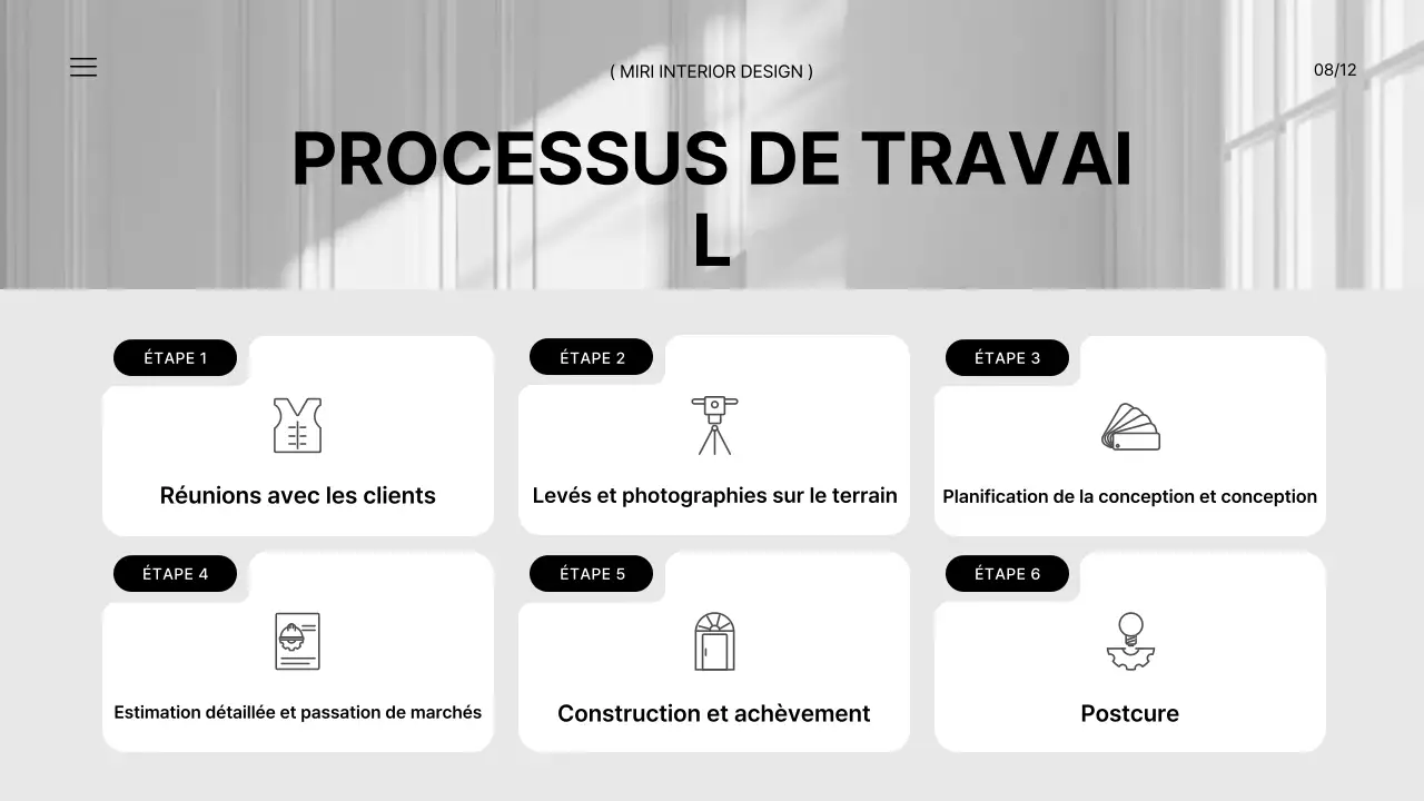 Un briefing de marque pour un intérieur de bureau moderne en noir et blanc