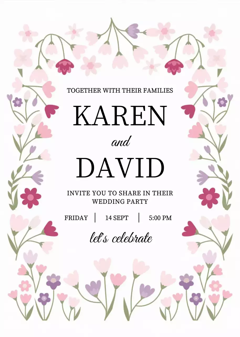 Undangan Pernikahan Bunga Merah Muda