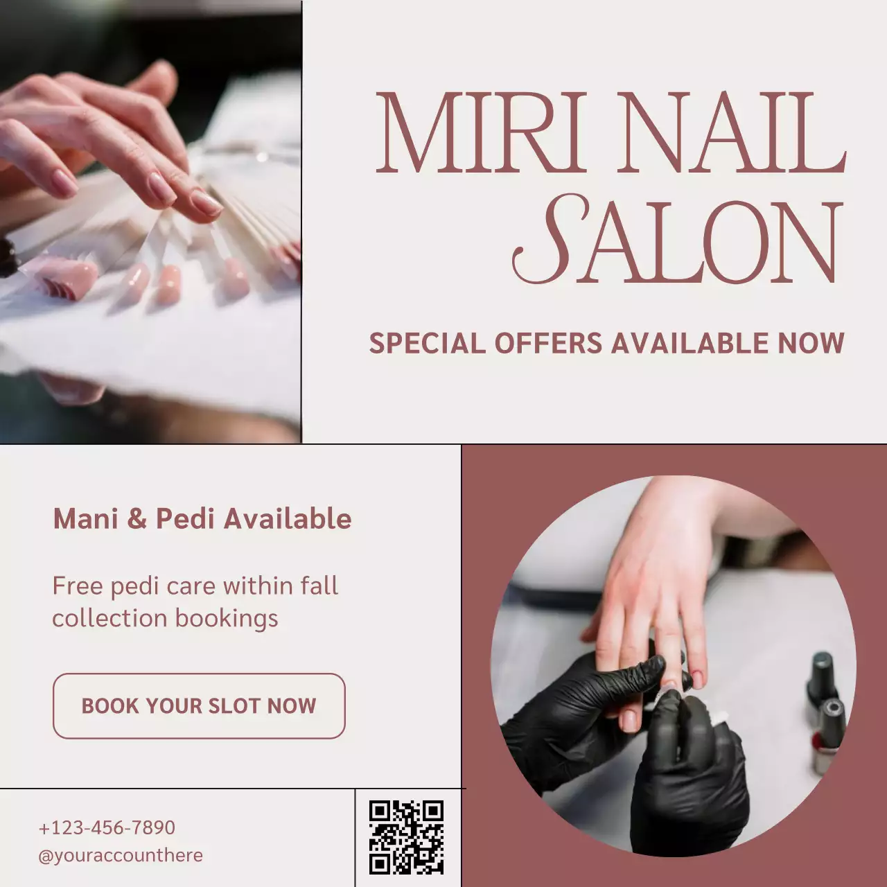 Beige Modern Nail Promotion Social Media Post