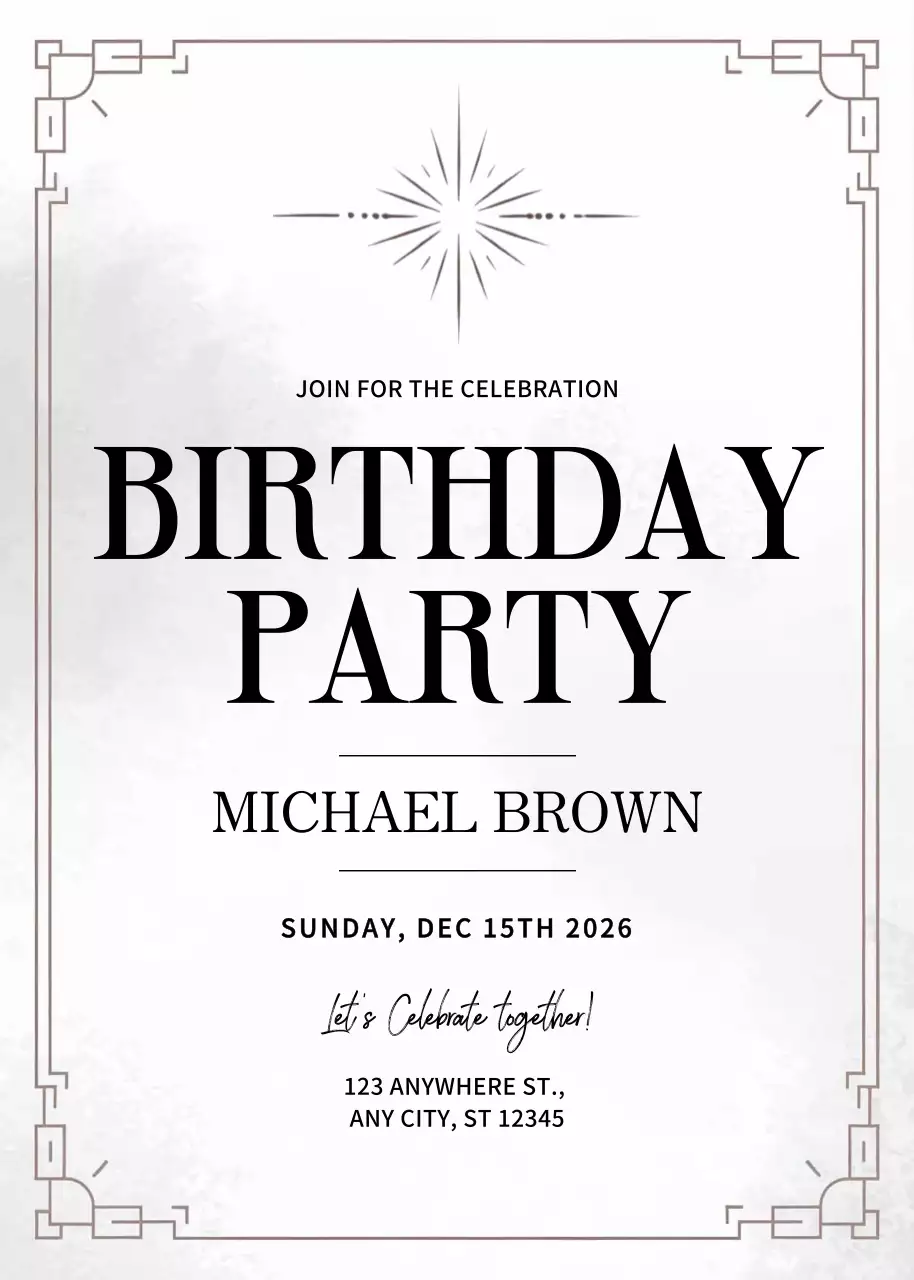 Thiệp mời sinh nhật tối giản màu trắng