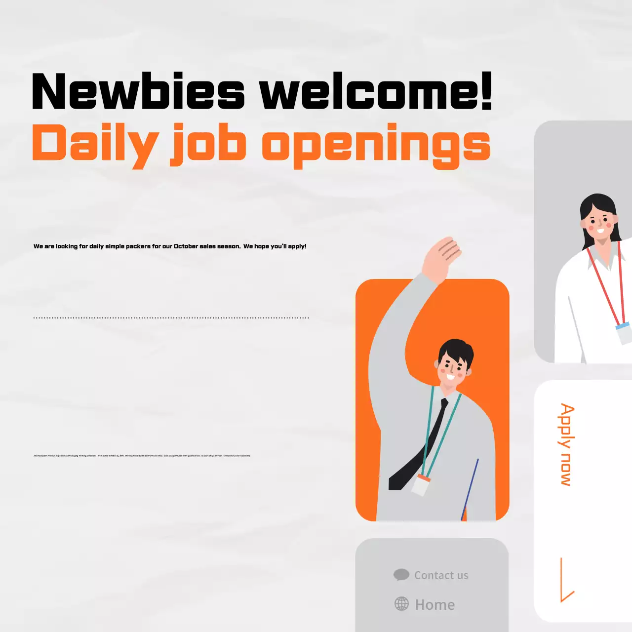 Bài đăng trên mạng xã hội tuyển dụng việc làm hiện đại màu cam