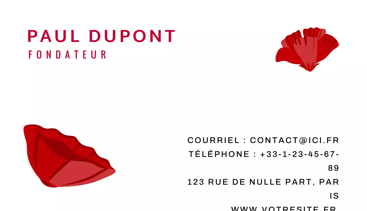 carte de visite minimale rouge