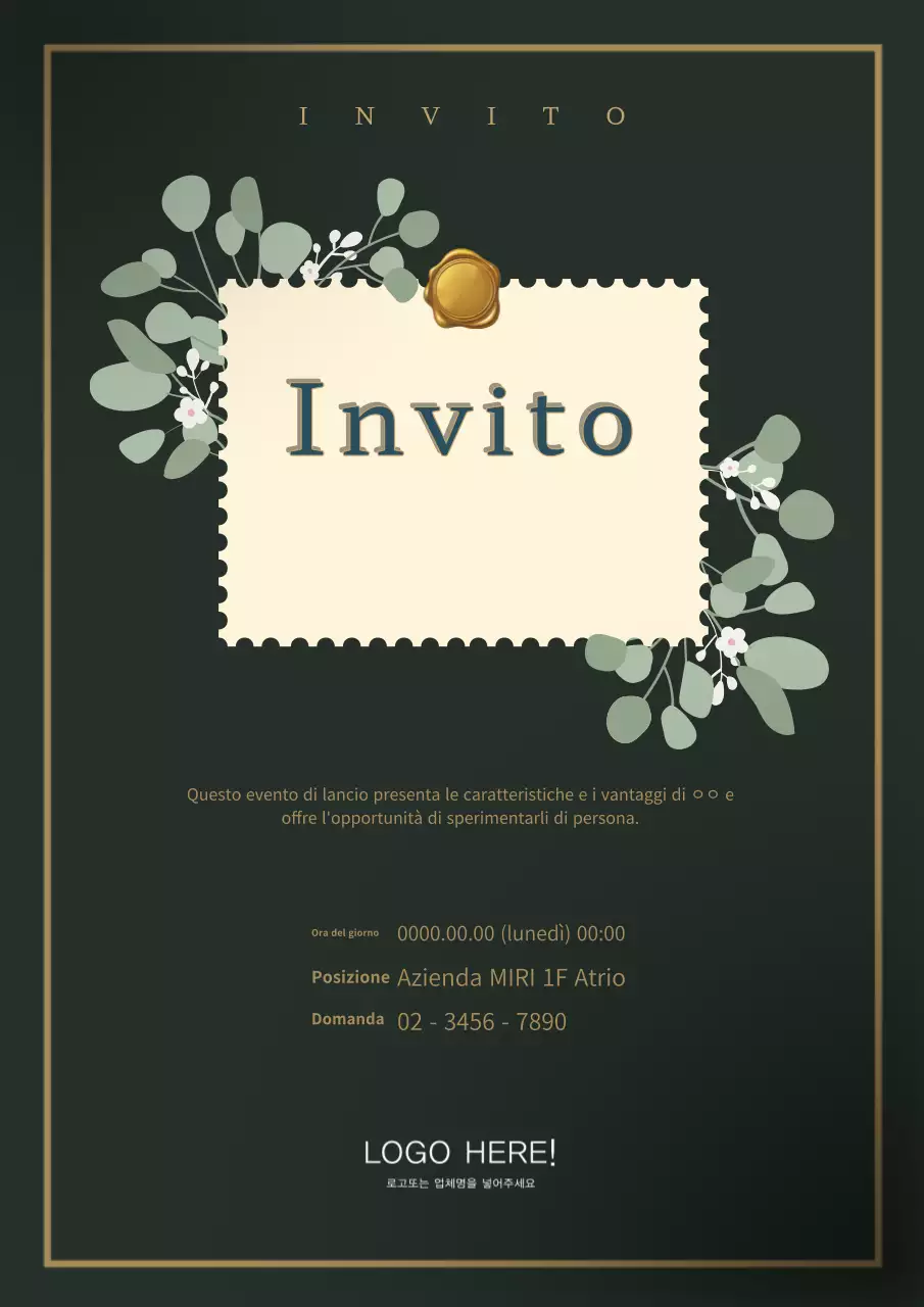 Invito per eventi di alto livello in kaki