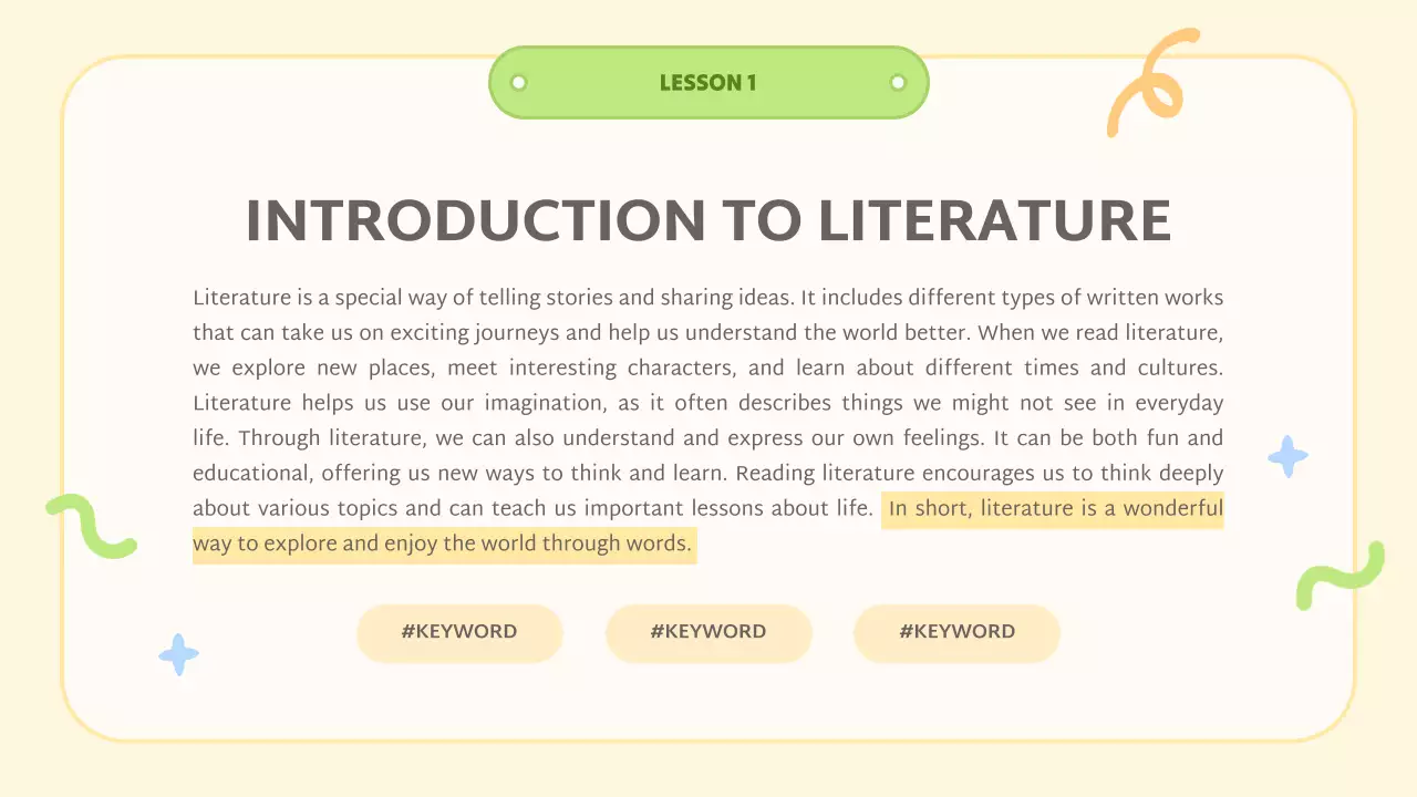 Beige Simple Literature Course Presentation