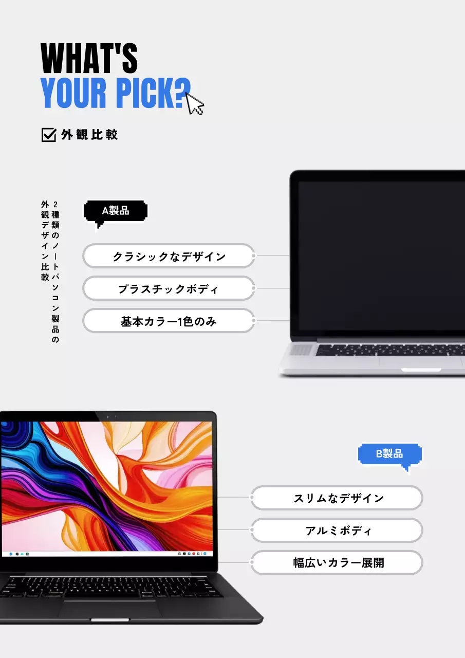 白 シンプル ノートパソコン 比較 ポスター