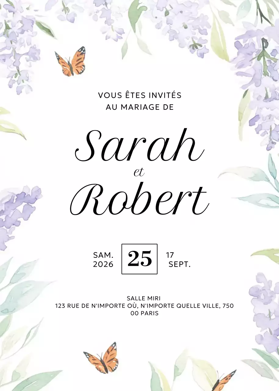 invitation de mariage élégante et blanche