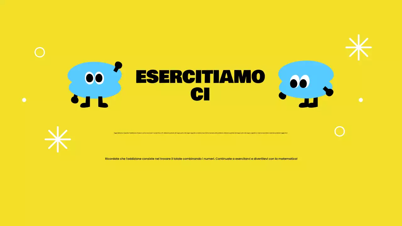 Presentazione dell'addizione di base gialla e giocosa