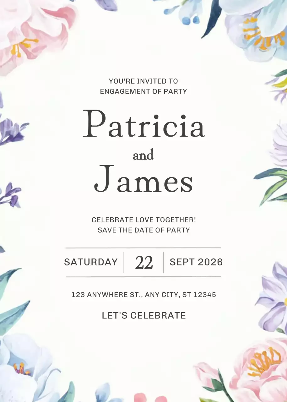 White Floral Engagement Invitation