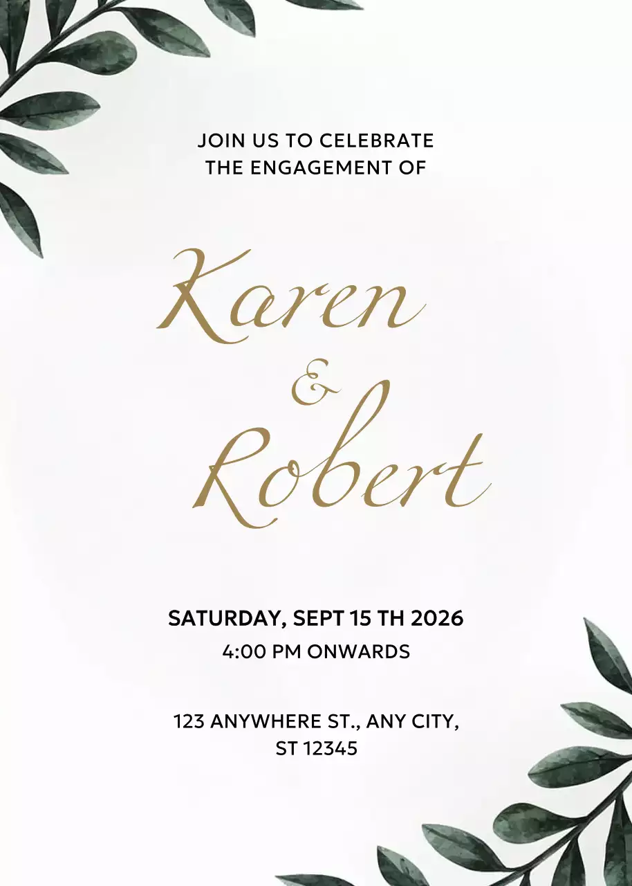 White Elegant Engagement Invitation