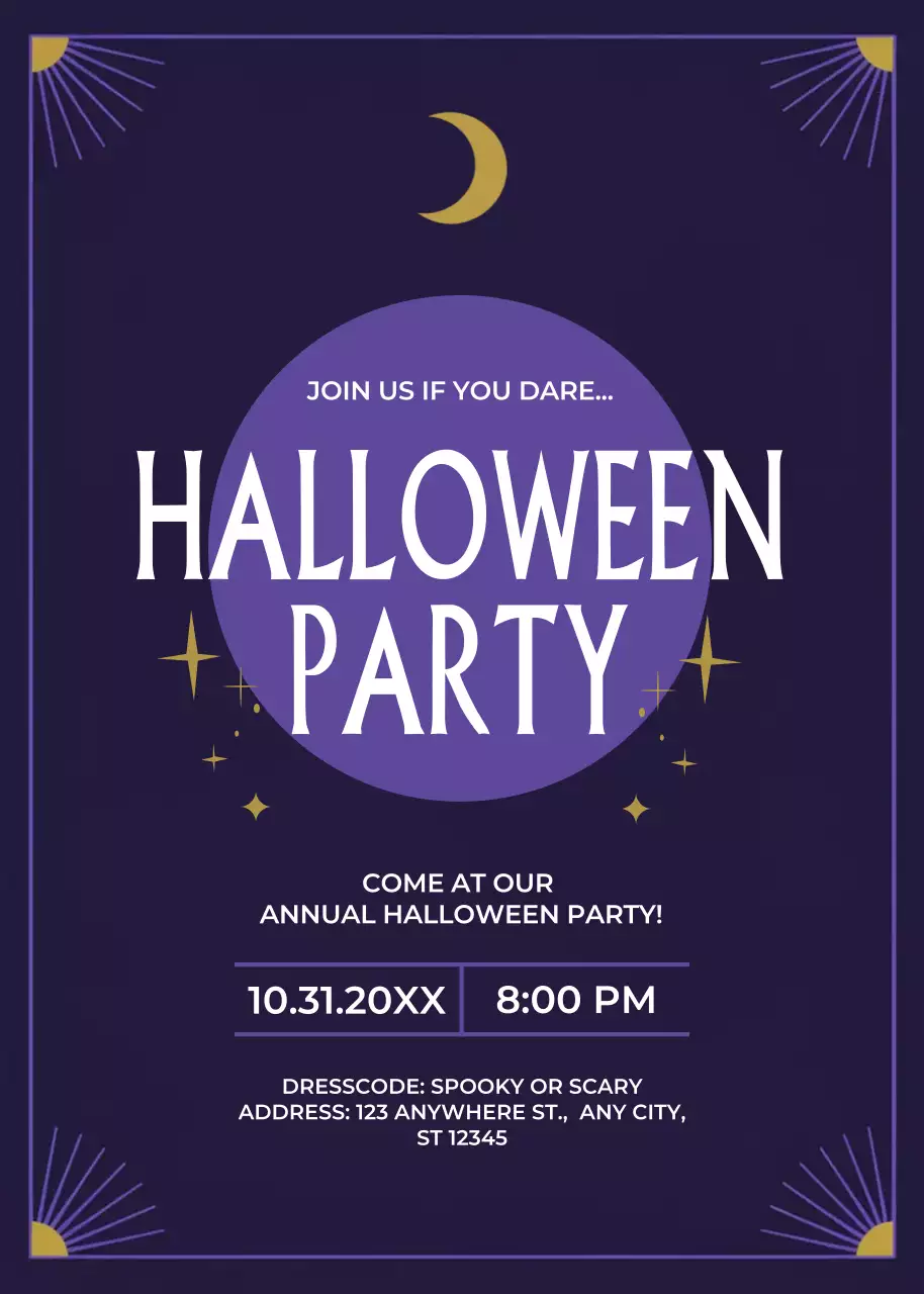 purple retro Halloween invitation