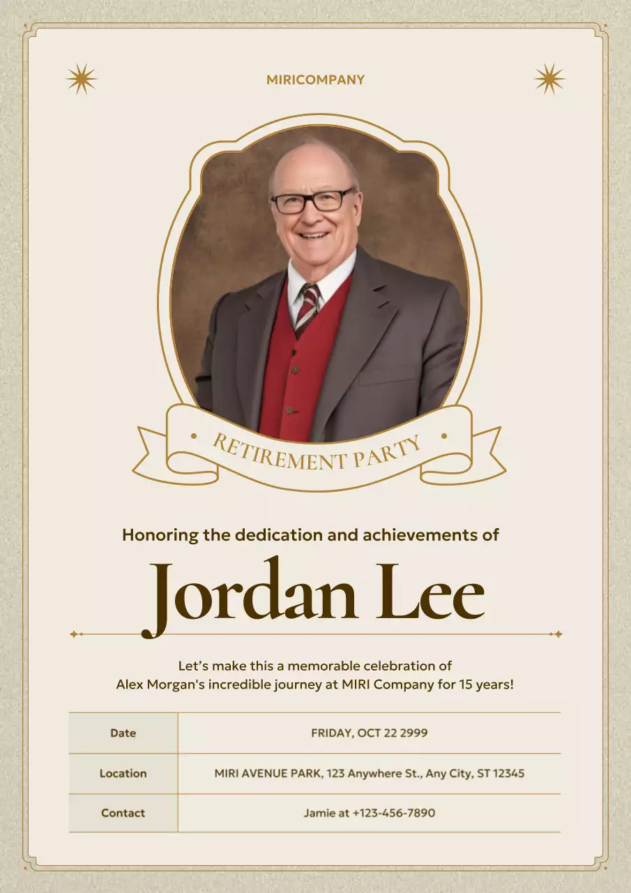 Beige Traditional Retirement Invitation Poster