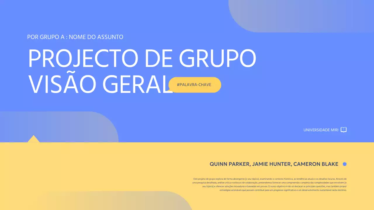 relatório de projeto de grupo blue modern