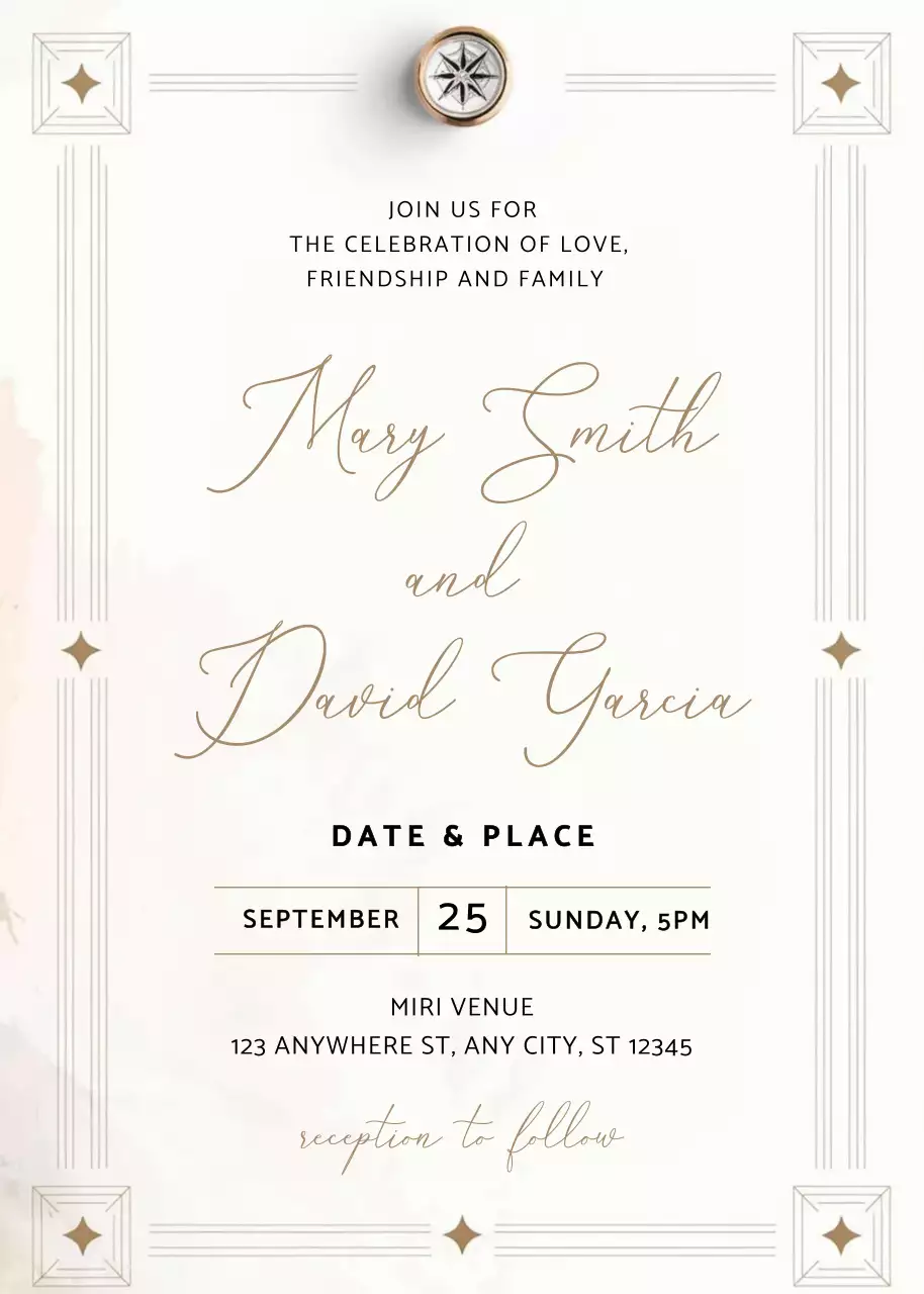 lời mời đám cưới thanh lịch màu be