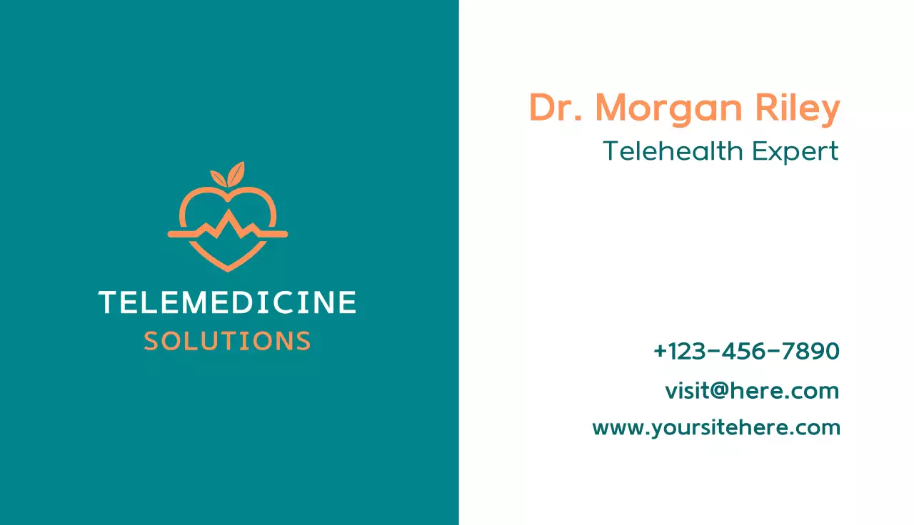 Teal Professional Telehealth Business Card