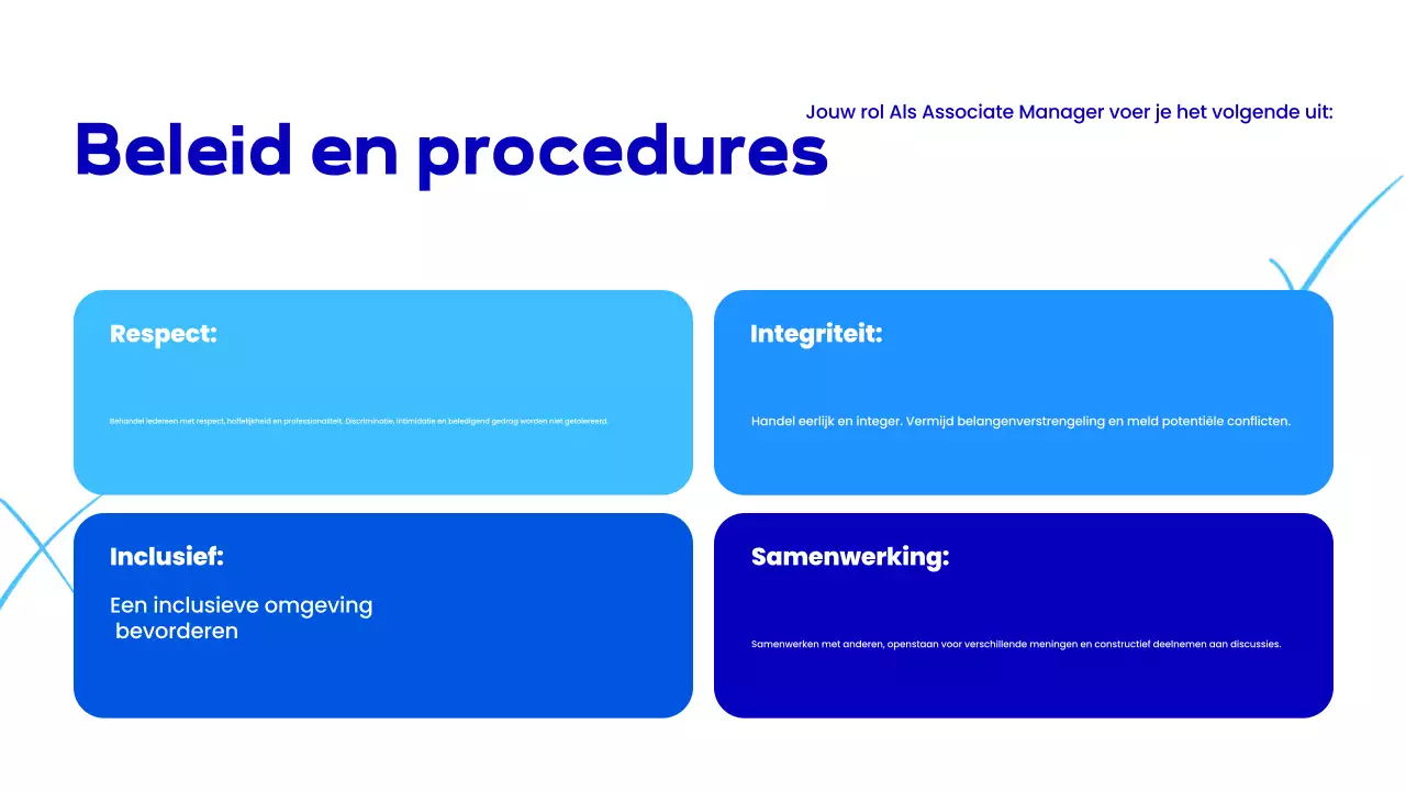 blauwe moderne inwerkpresentatie voor werknemers