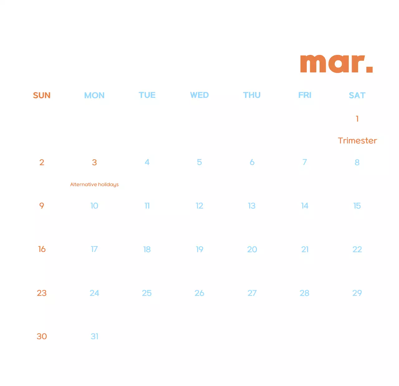 Lịch kinh doanh với hình minh họa dễ thương