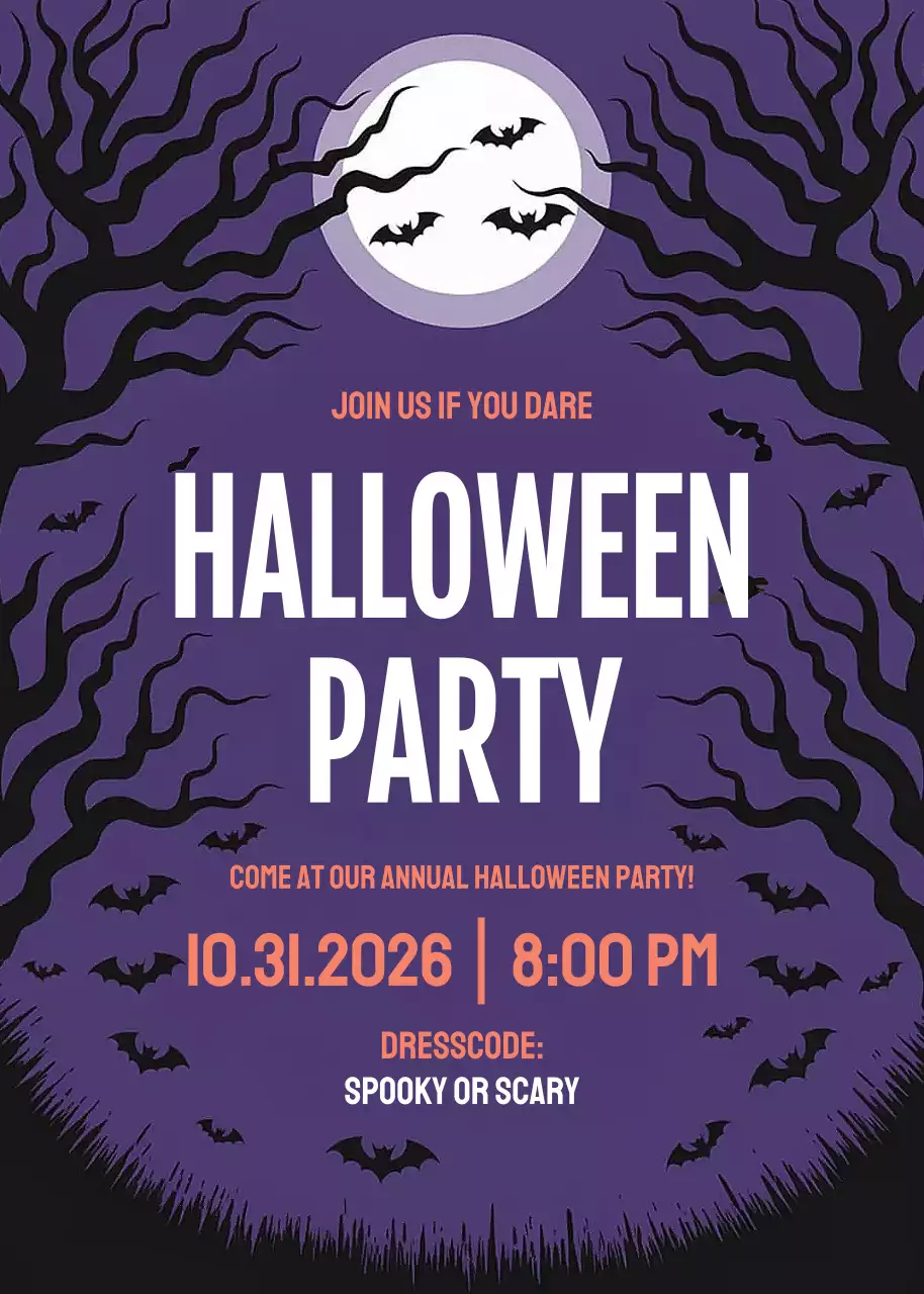 Purple Gothic Halloween Invitation