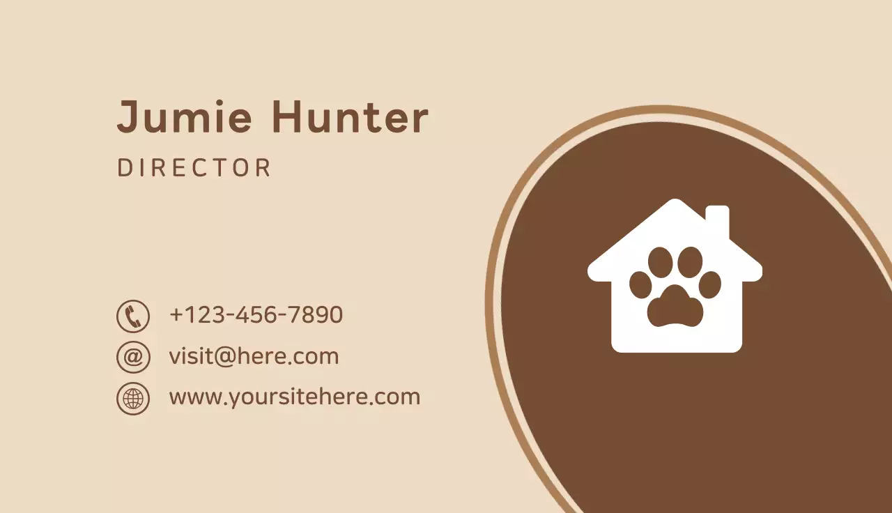 Beige Simple Pet Business Card