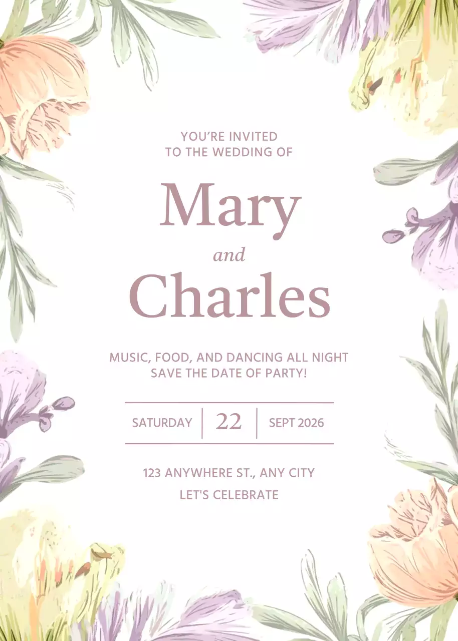 Thiệp cưới hoa màu be