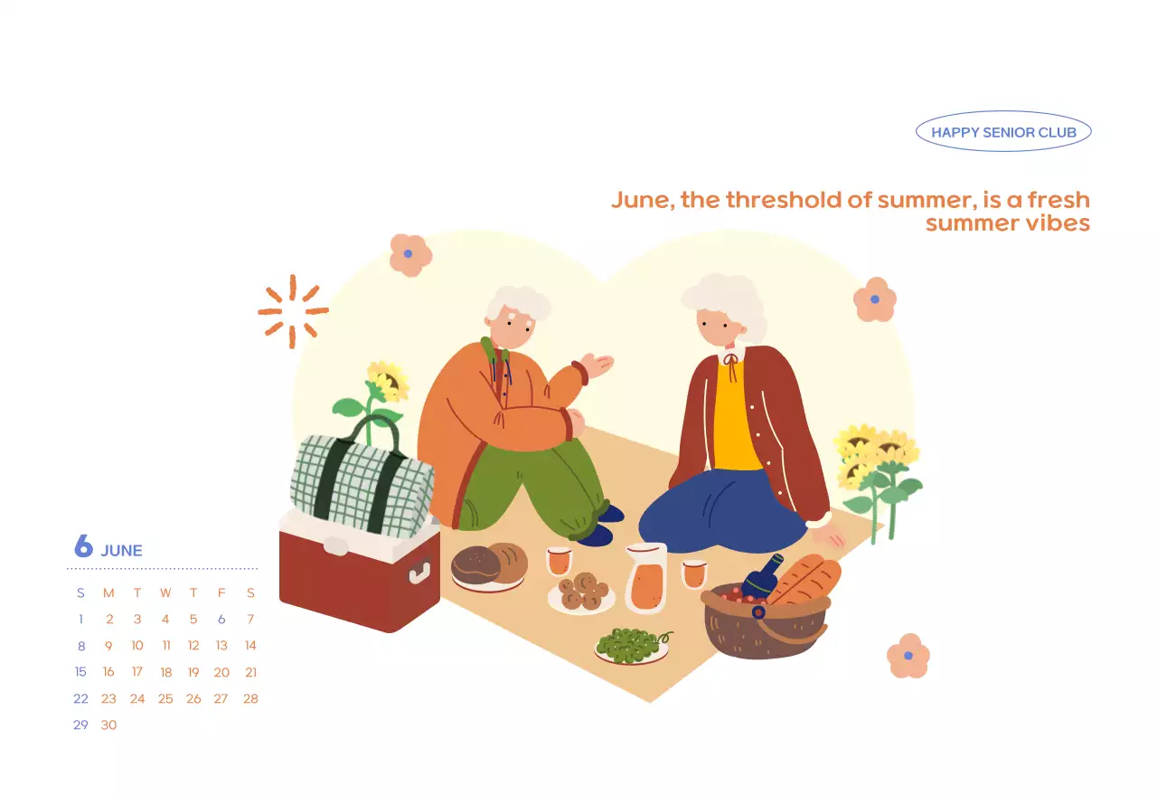 Business calendar with cute illustrations