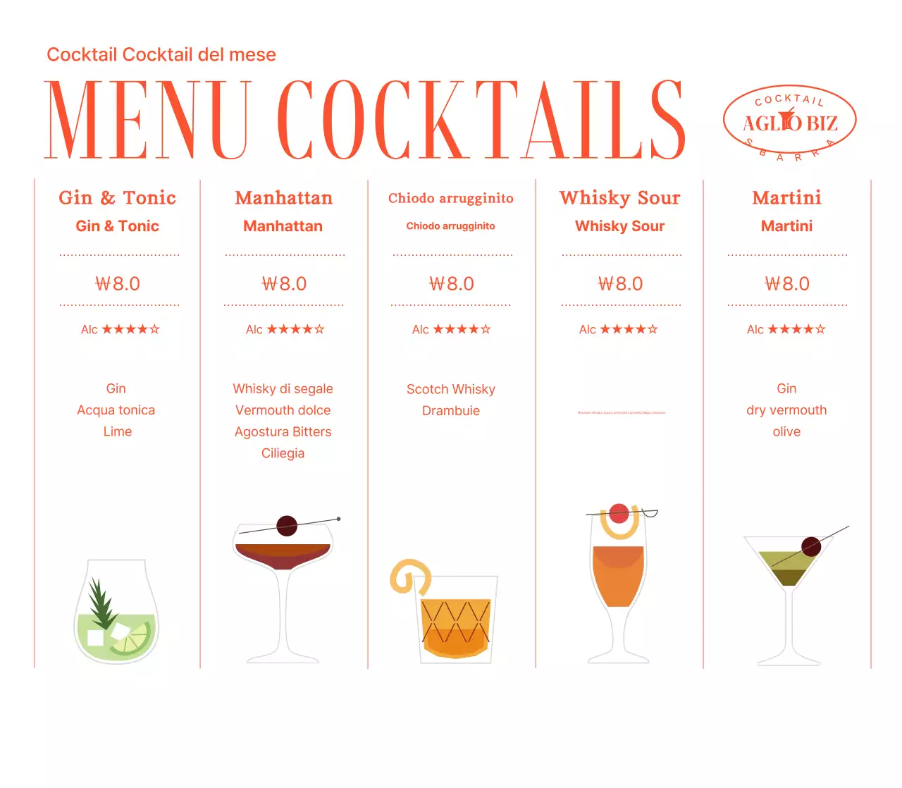 Materiale promozionale cocktail moderno nero