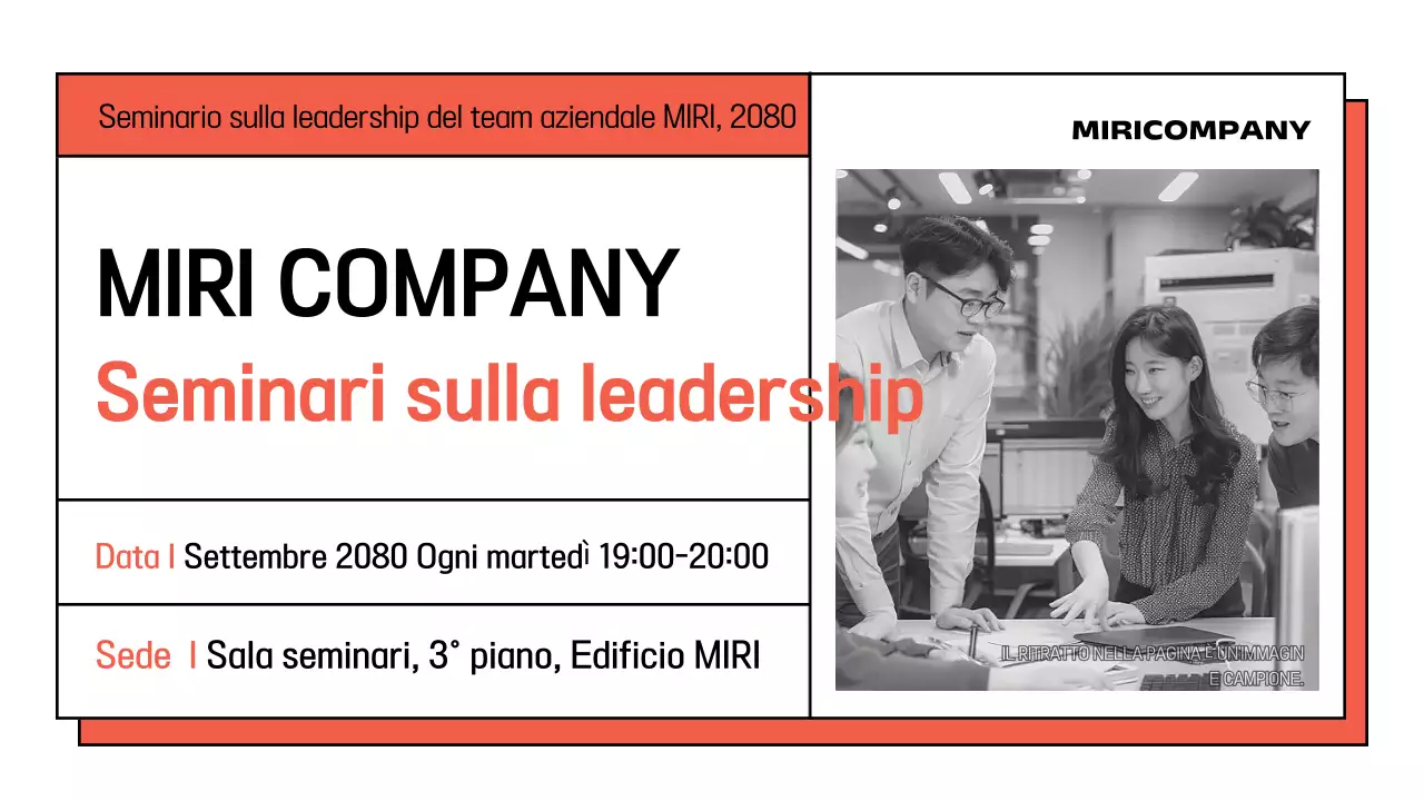 Promuovere un semplice seminario interno in bianco e arancione