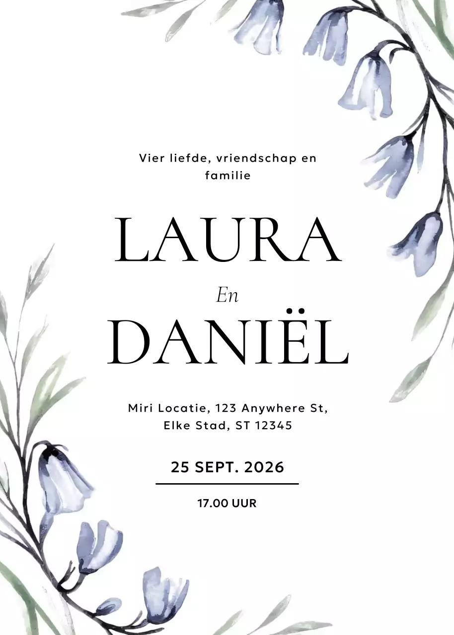 witte elegante huwelijksuitnodiging