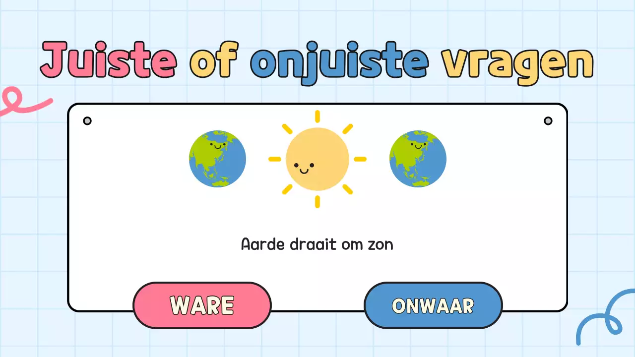 Gele quiz voor studentenpresentatie op school