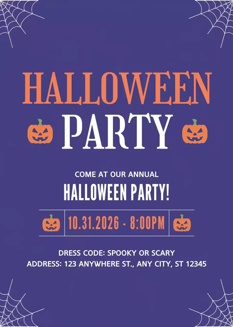 Purple Retro Halloween Invitation