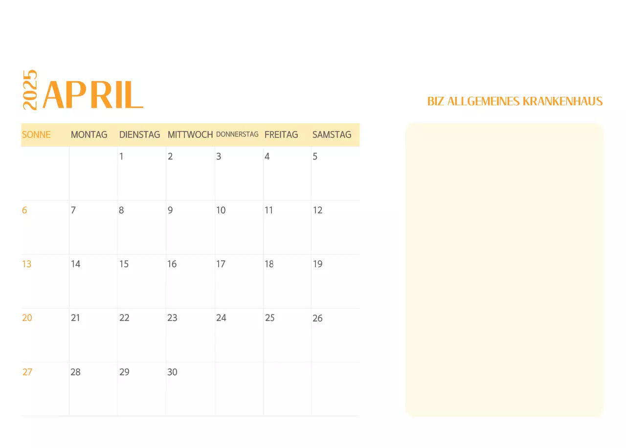 Krankenhauskalender in grünem Fotorahmen