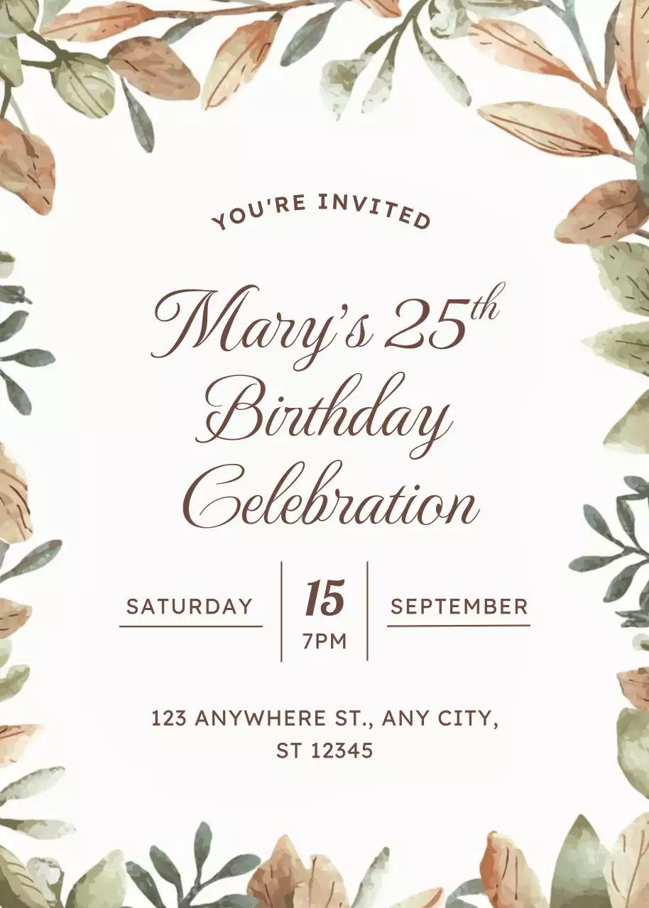 Thiệp mời sinh nhật hoa màu be