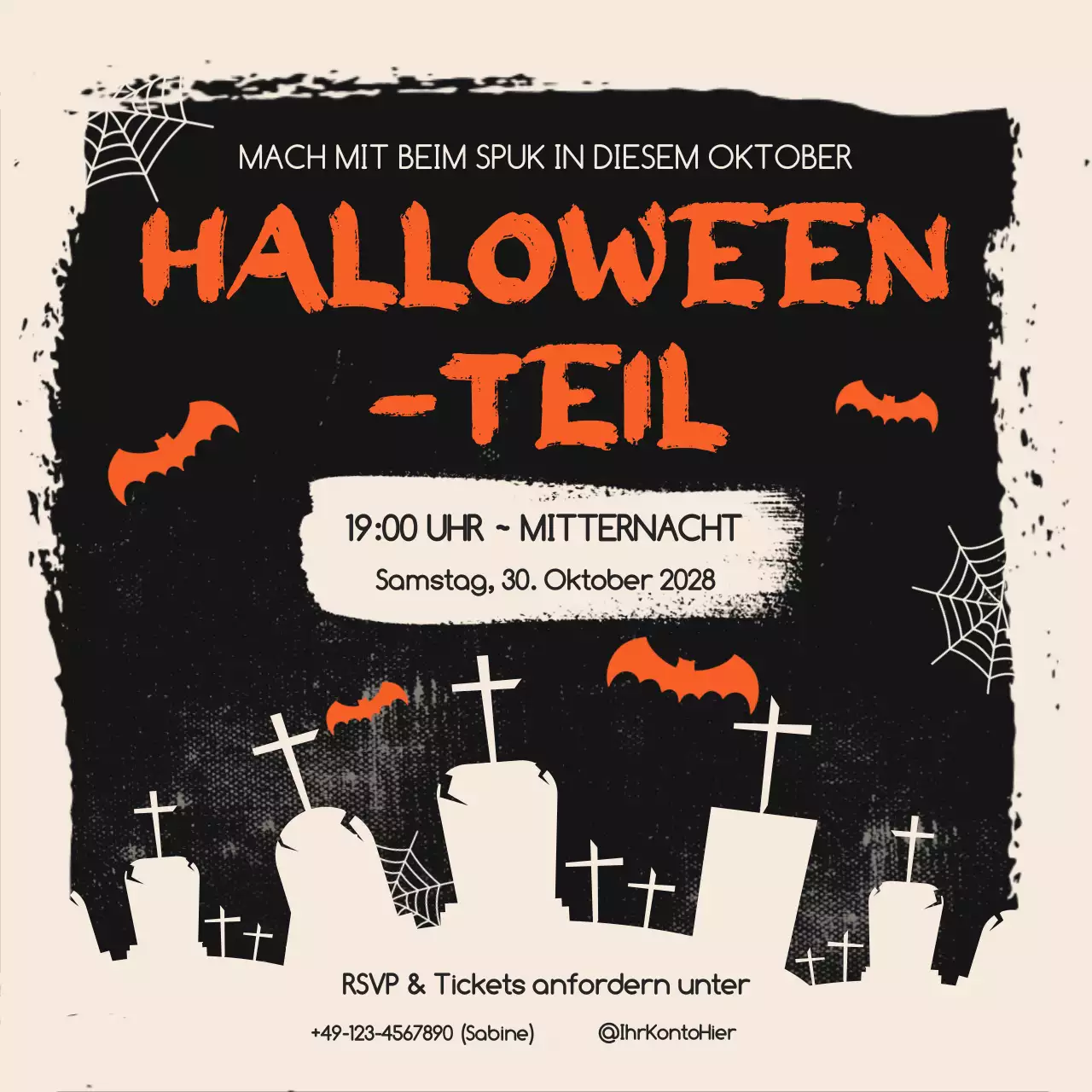 Orange Retro-Halloween-Einladung