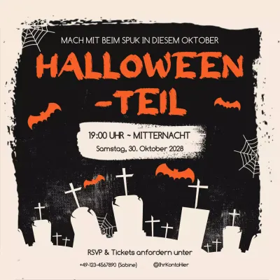 Orange Retro-Halloween-Einladung
