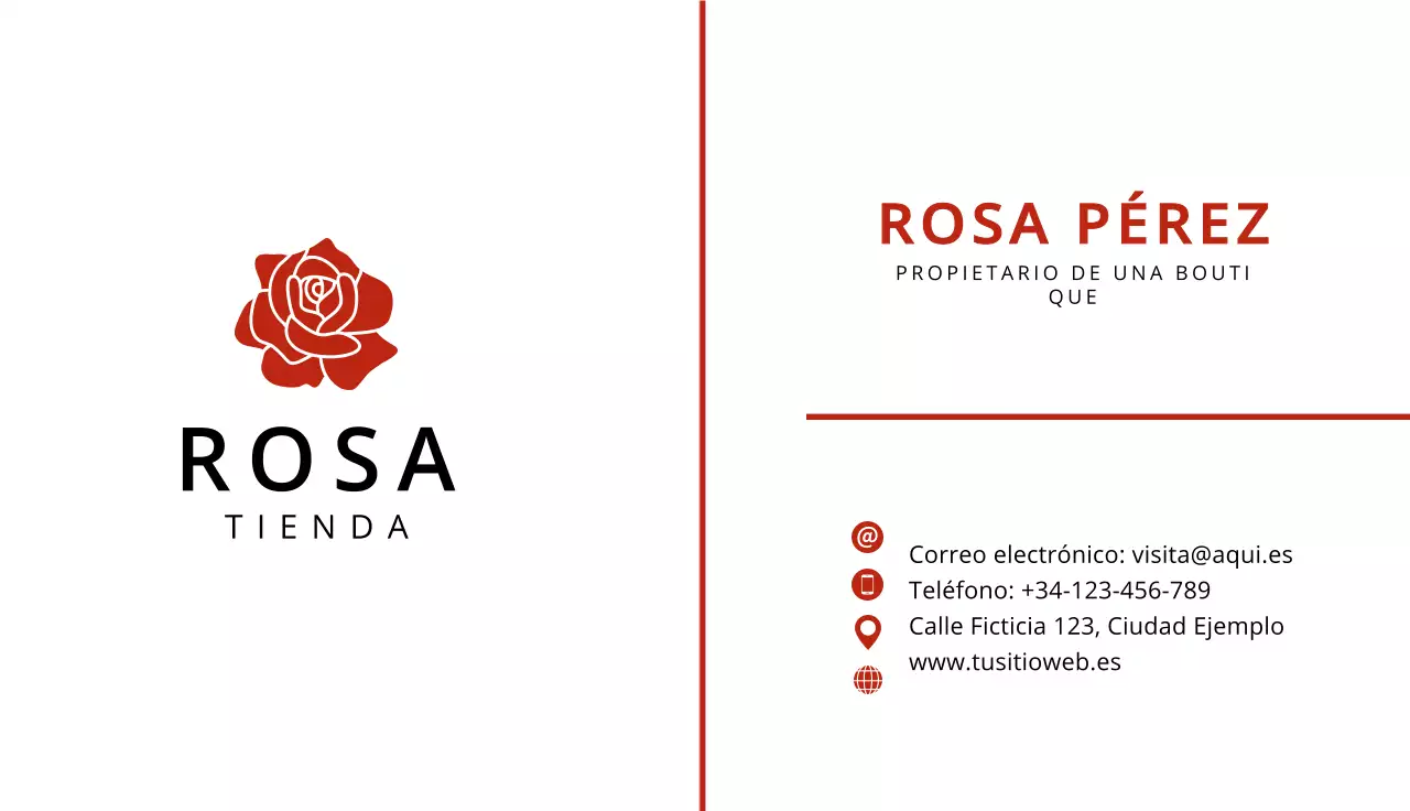 tarjeta de visita de boutique minimalista roja