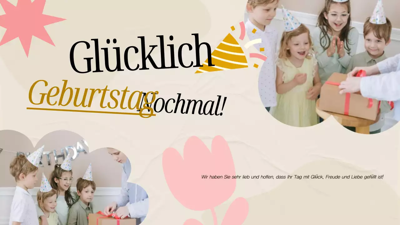 Rosa und graue minimale Geburtstagskarte