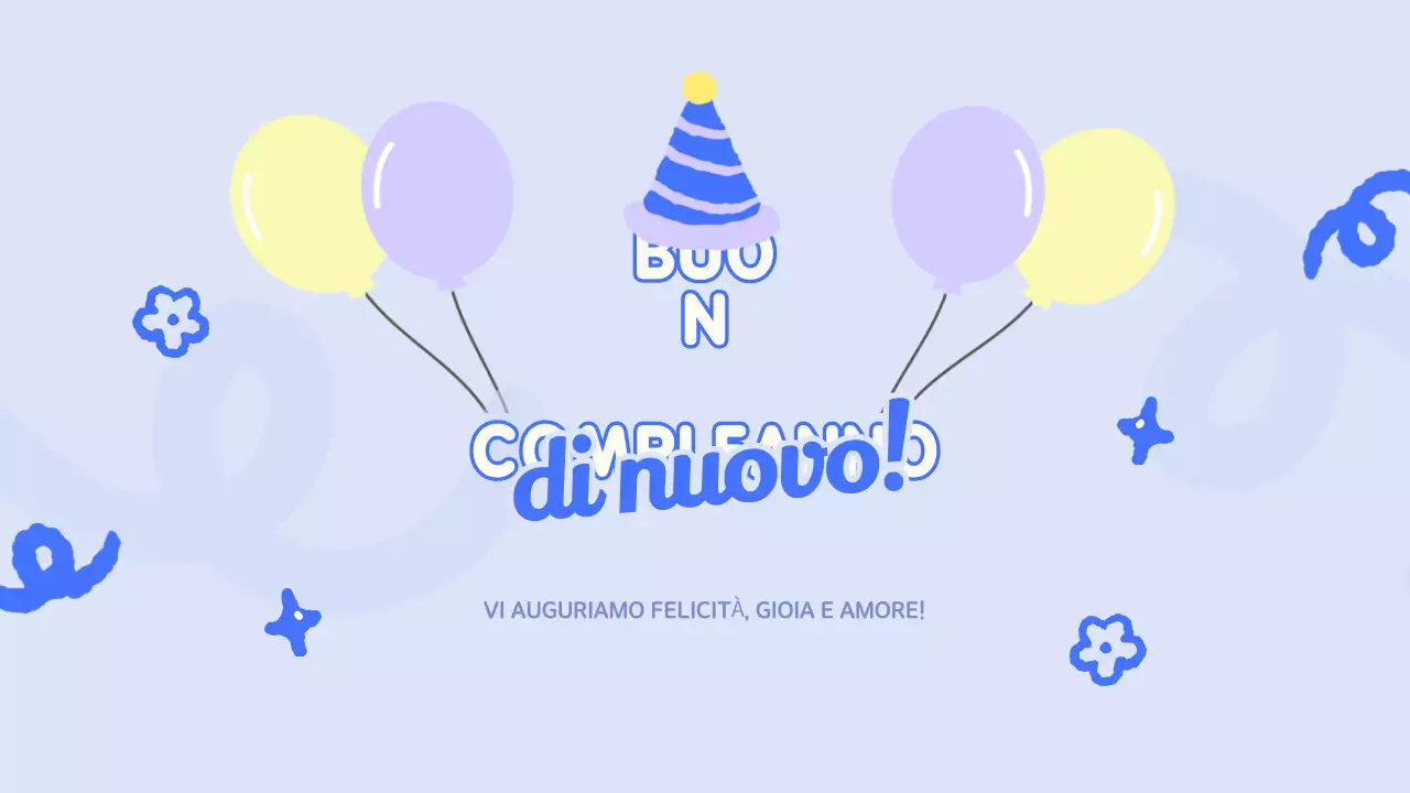 Presentazione del compleanno giocoso blu