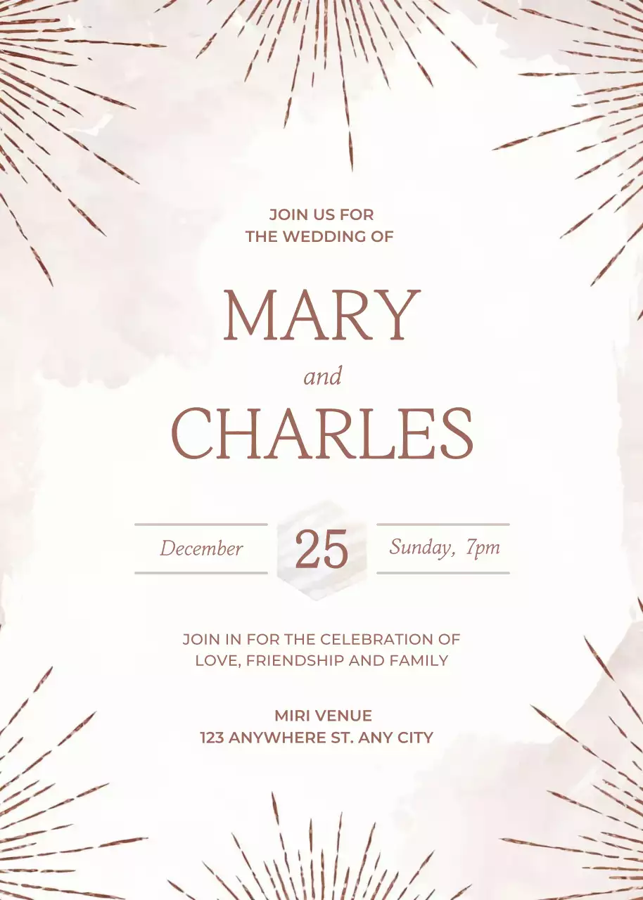 Convite de casamento bege estilo minimalista