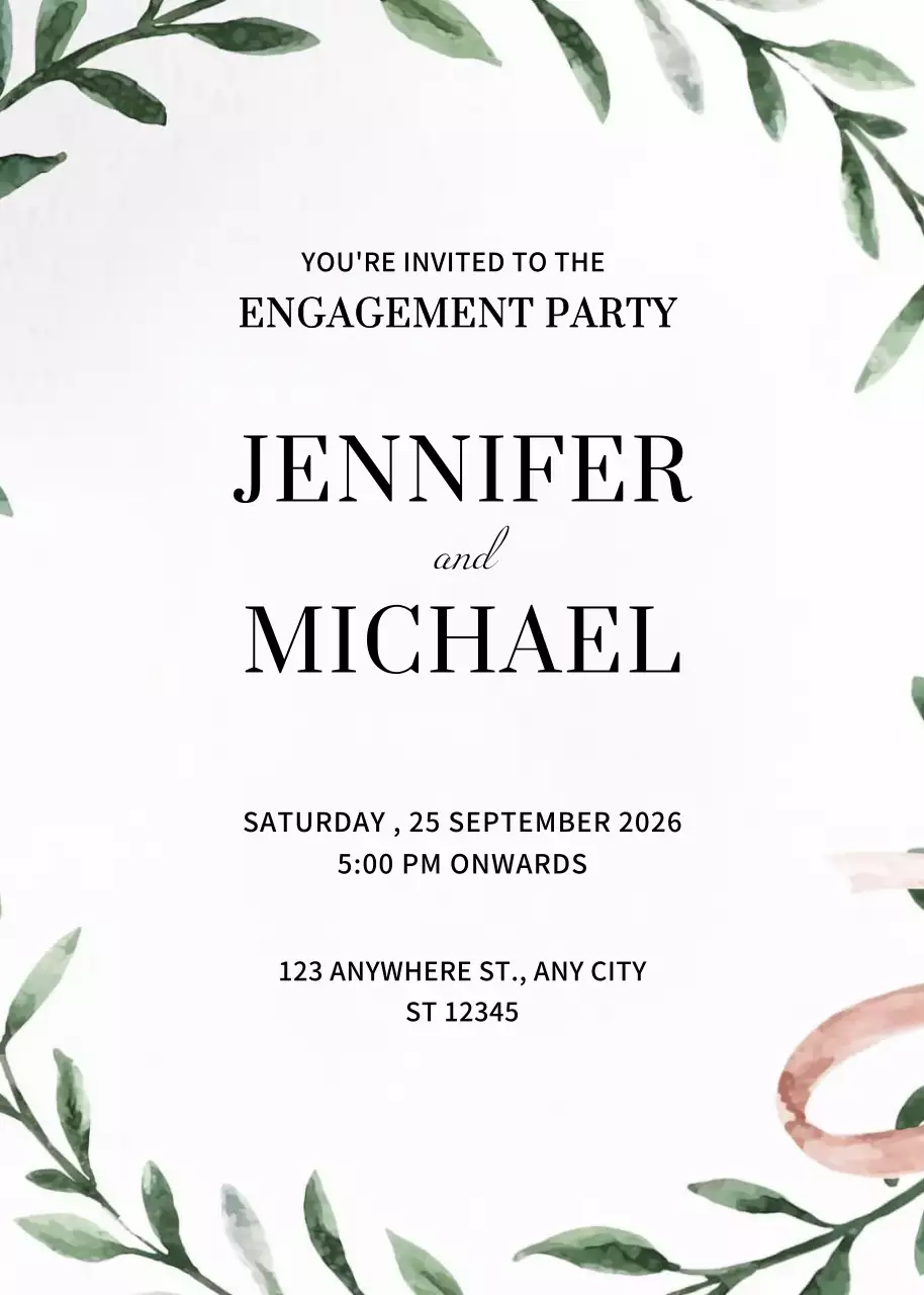 White Elegant Engagement Invitation