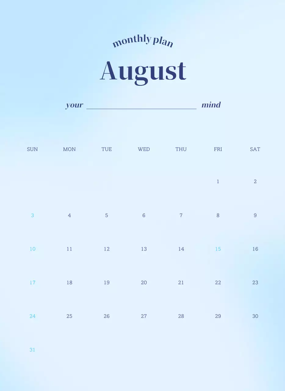 그라데이션 미니멀 달력 캘린더