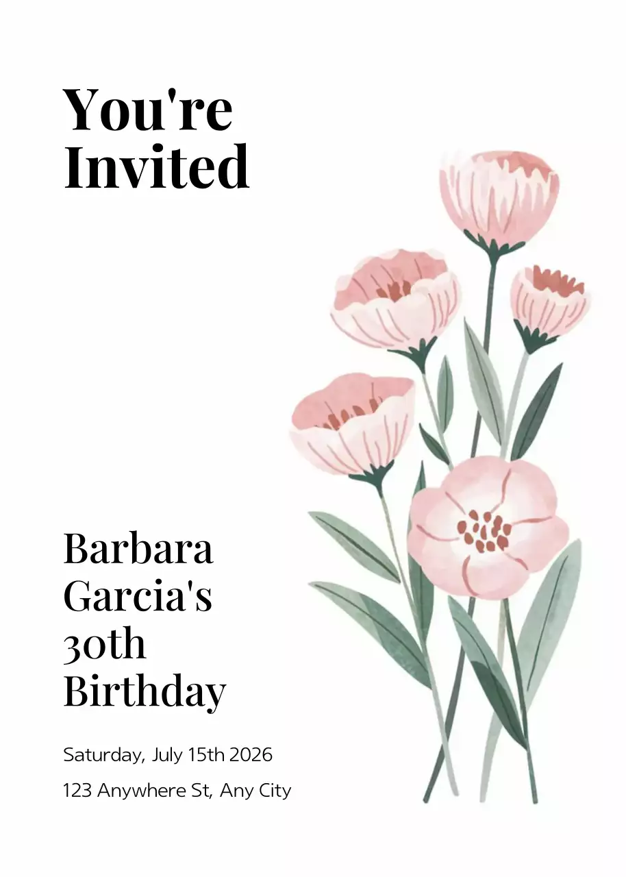 Thiệp mời sinh nhật hoa hồng