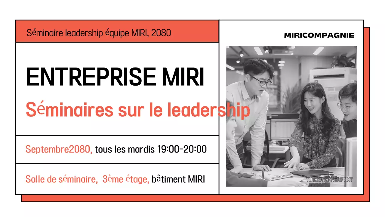 Promouvoir un simple séminaire interne en blanc et orange