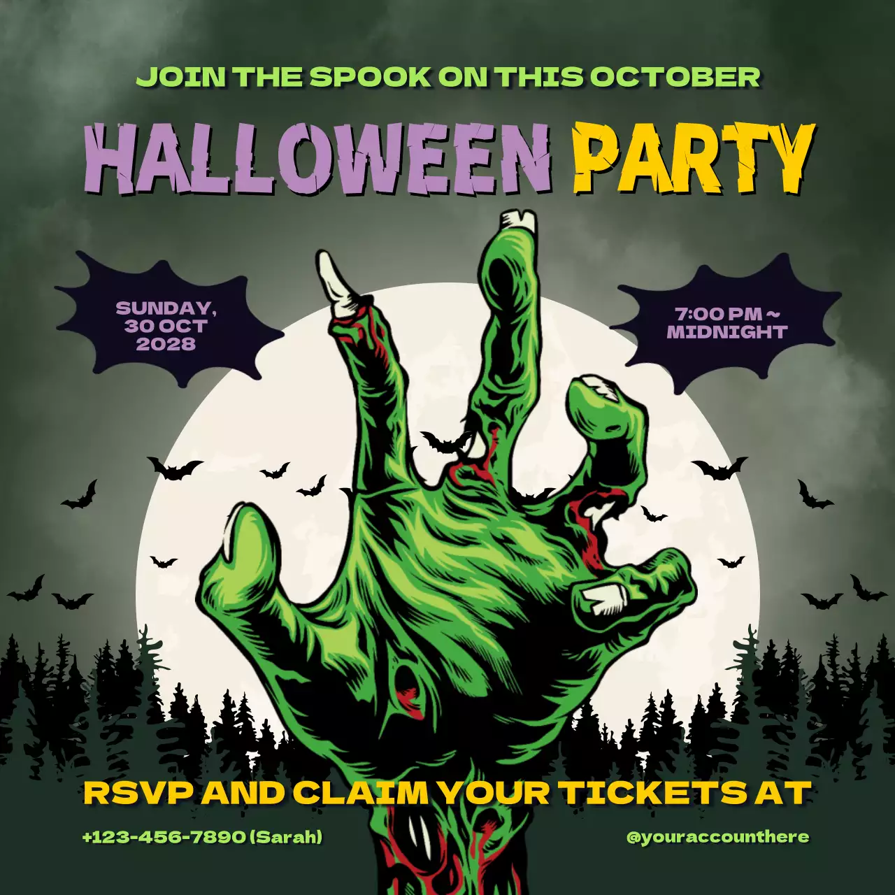Green Gothic Halloween Event Social Media Post