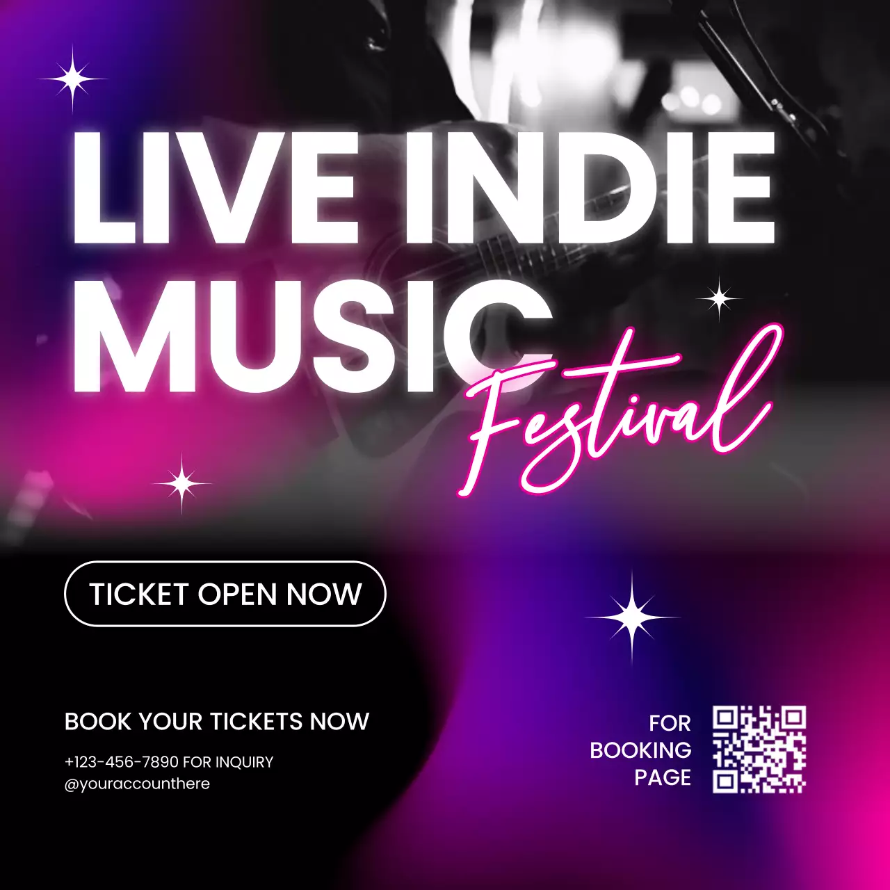 Neon Trendy Music Promotion Social Media Post