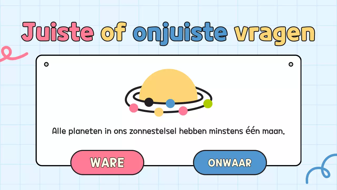 Gele quiz voor studentenpresentatie op school