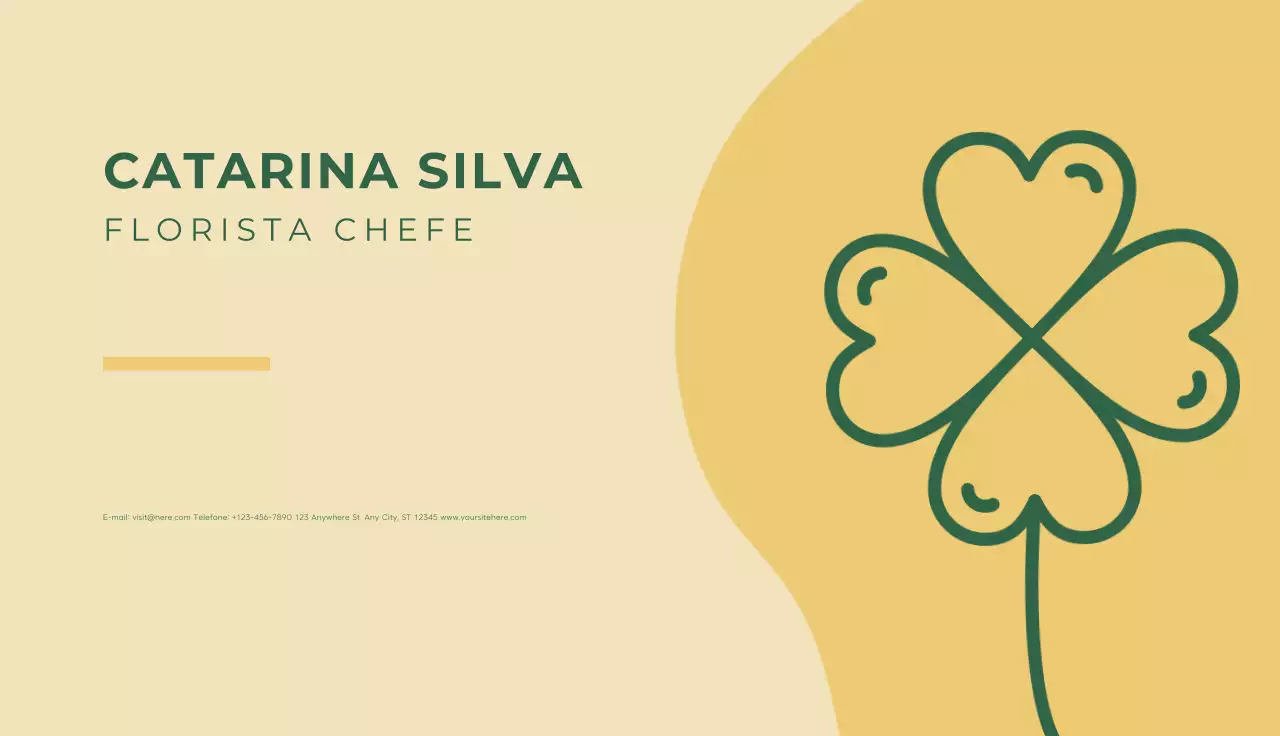 cartão de visita bege simples para florista