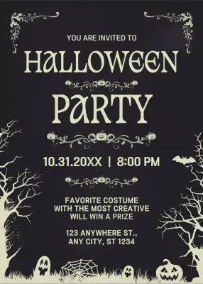Black Gothic Halloween Invitation
