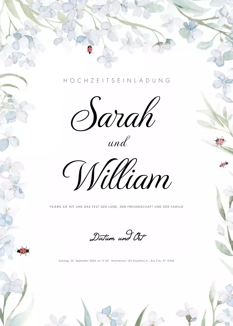 weiße elegante Hochzeitseinladung