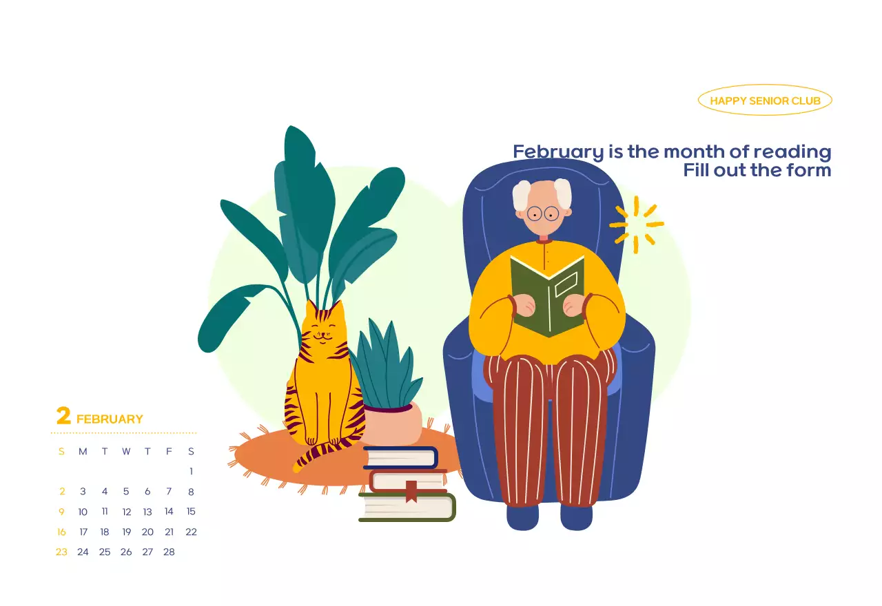 Business calendar with cute illustrations